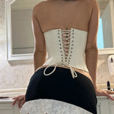 Corset Back Lace Up Halter Top
